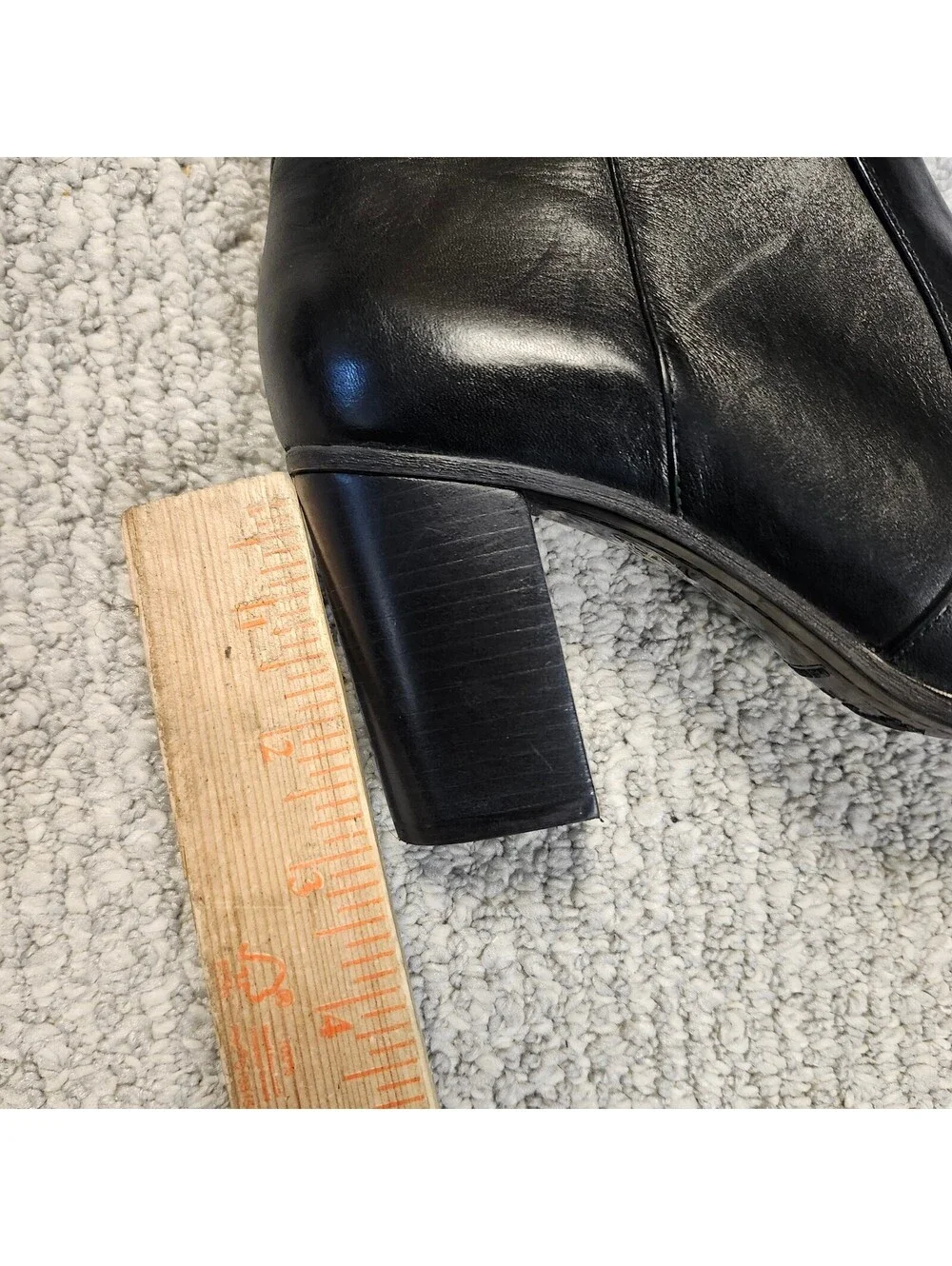 Schutz Black Leather Knee-High Block Heel Boots Size  7B